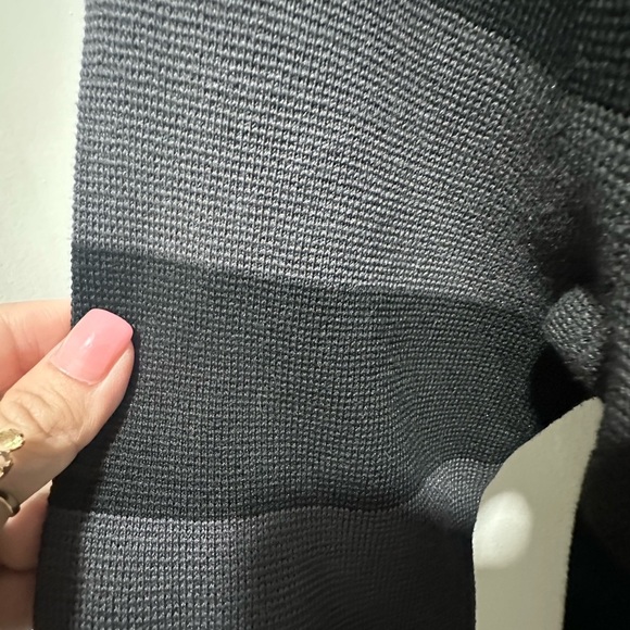 Eileen Fisher Gray Black Striped Silk Organic Cotton Box-Top Sweater Size XS - Picture 5 of 6